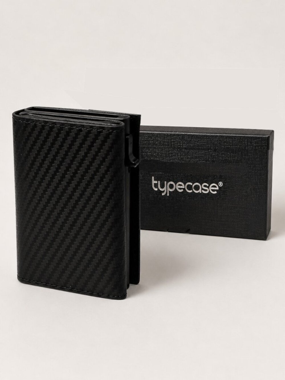 Typecase Mens Black Leather Pop Up Card Wallet RFID Blocking Boxed